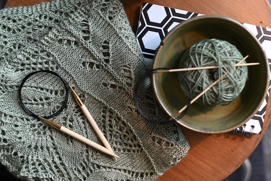Circular knitting needles used to make handmade knitting gifts