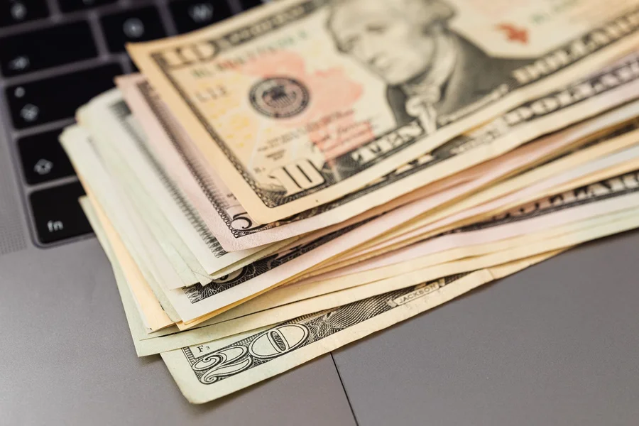 bank wire transfer dashboard laptop corporate finance